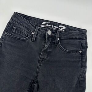Seven7 Mid Rise Ankle Skinny Jeans Women's‎ Size 4 Black Denim Distressed